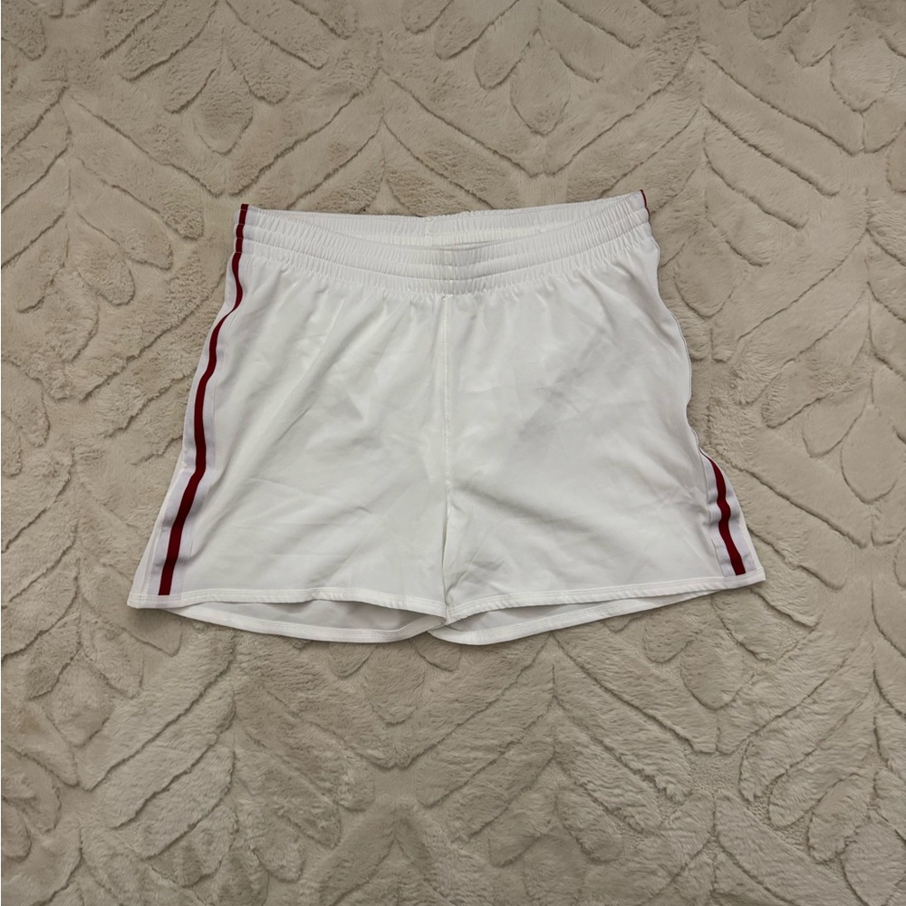 White Women's Shorts with Red Stripes